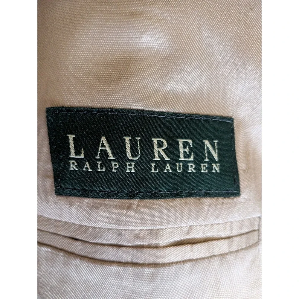 VTG Laure Ralph Lauren Suit 44R XL 38x30 Brown Blue Glen Check 100% Wool